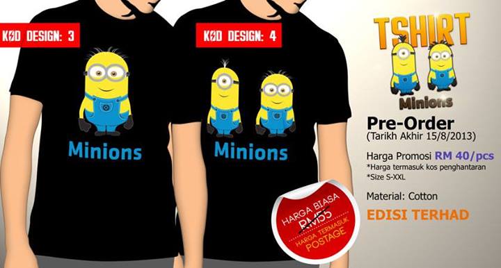 Tshirt Minions Hitam