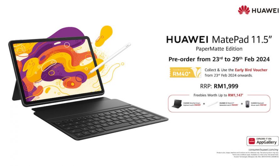 Prapesanan HUAWEI MatePad 11.5 PaperMatte Edition berharga RM1,999.